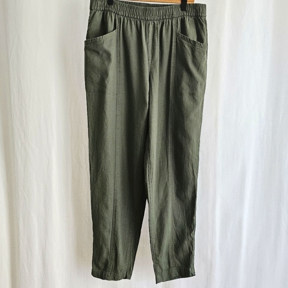 Old Navy Womens Linen Blend Ankle Pants - Olive Green - Picture 5 of 16